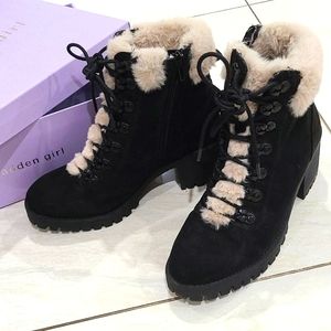 Madden Girl - Hidde Black, Size 8 Faux Fur Boots